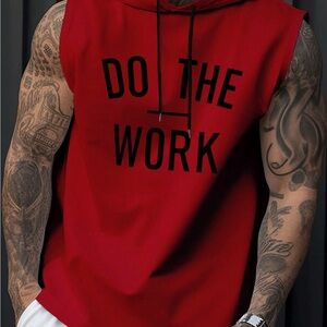 DO THE WORK Red Sleeveless Hoodie for Men